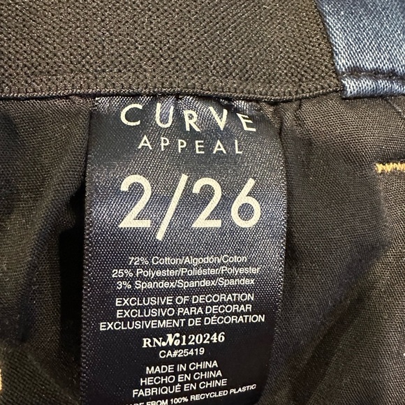 Curve Appeal Dark Wash Skinny Jeans Women’s Size 2/26 Stretch Denim Mid Rise - Picture 7 of 7